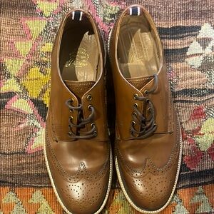 J. Crew Brown Oxfords with Broguing and Polished Leather